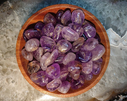 Amethyst Tumbled Stone with Iron Inclusions / Polished Pebble / for Crystal Healing & Grids / Reiki / Meditation / Energy Work / Gifts