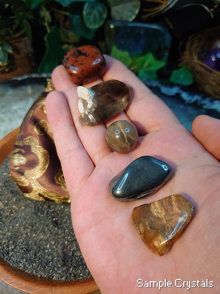 Grounding Mojo Bag / Crystal Healing Kit / Medicine Bag / Crystal Set / Meditation Stones