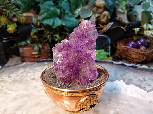 Beautiful Amethyst Water Etched Cluster with Biotite from Karur, India for Meditation / 88.88g / Collection / Altar Decor
