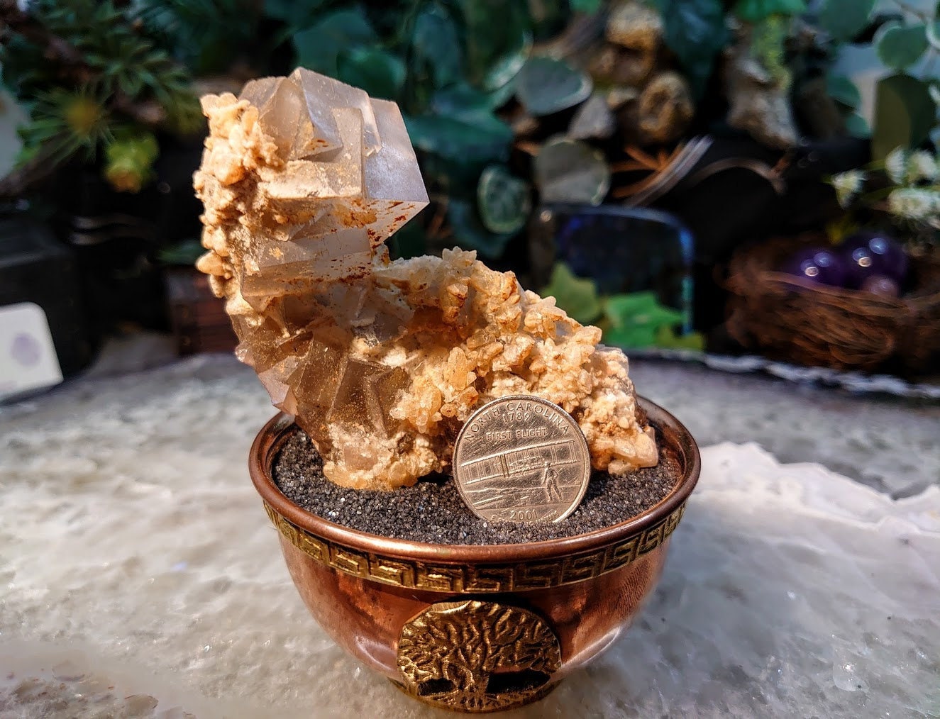 Fluorite Cluster with Calcite from Baluchistan Province, Pakistan / 148g / Collection / Small Cabinet Size