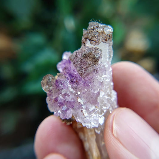 Amethyst Cluster with Smoky Quartz and Calcite from Karur, India for Meditation / 27.42g / Collection / Altar Decor