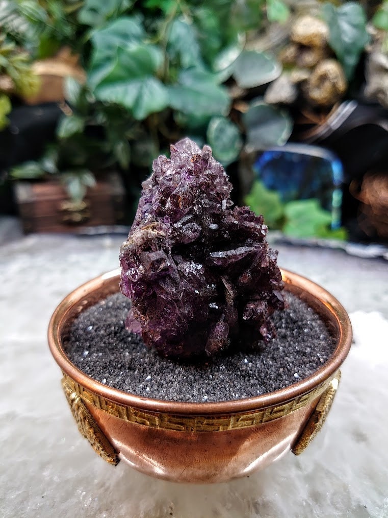 Dark Amethyst Water Etched Cluster from Karur, India for Meditation / 76.34g / Collection / Altar Decor