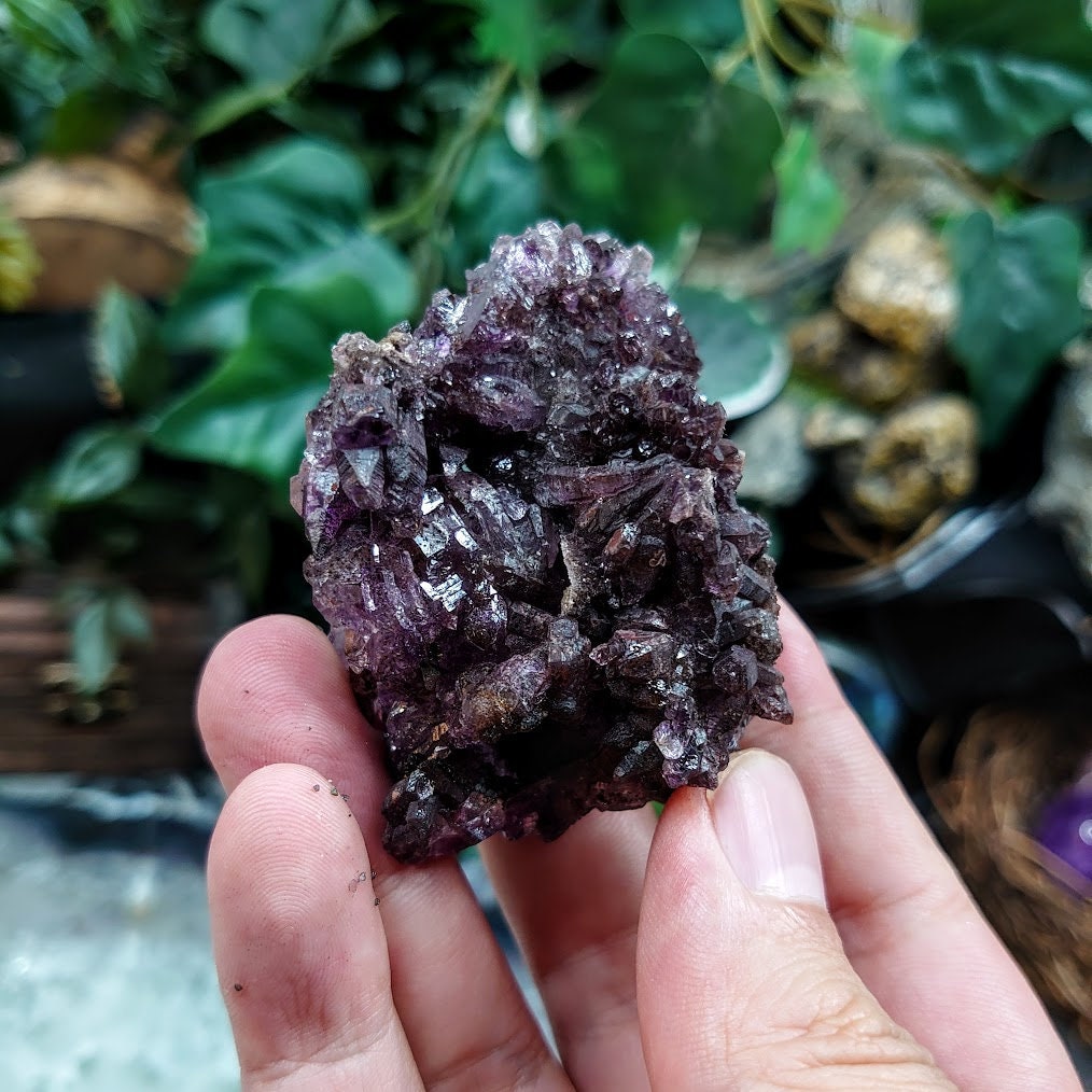 Dark Amethyst Water Etched Cluster from Karur, India for Meditation / 76.34g / Collection / Altar Decor