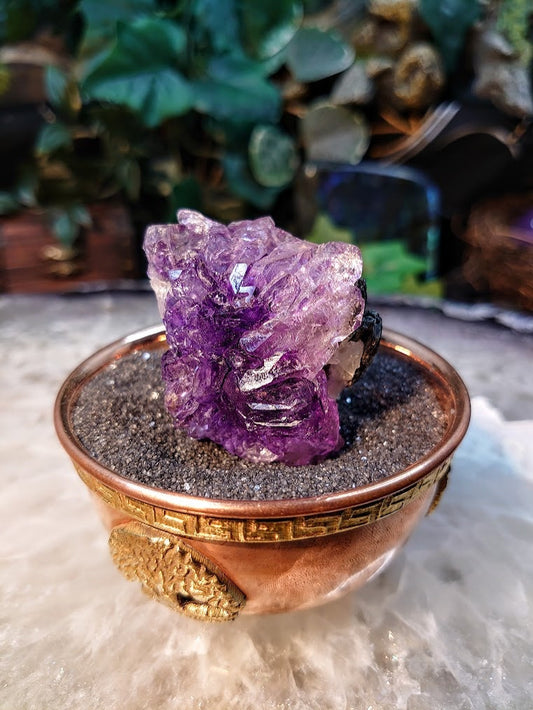 Dark Amethyst Water Etched Cluster from Karur, India for Meditation / 71.11g / Collection / Altar Decor