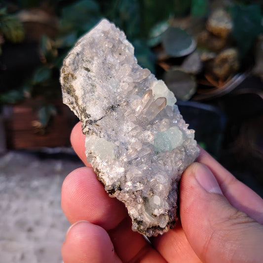 Prehnite with Clear Quartz From Yunnan Province, China / 70.51g / Small Cabinet Size / for Desk Decor / Meditation / Collection