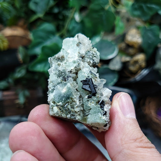 Prehnite with Clear Quartz and Babingtonite From Yunnan Province, China / 37.16g / Miniature / Desk Decor / Meditation / Collection