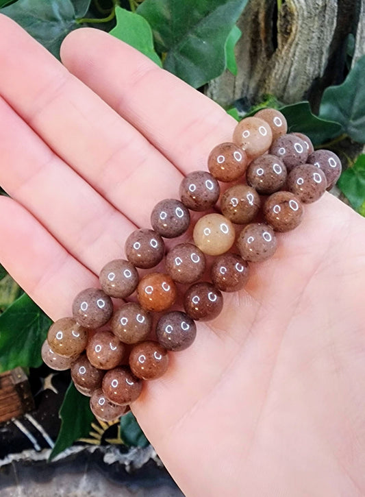 Purple Aventurine Gemstone Stretch Bracelet with 8mm Round Beads/ Handmade/ High Quality/ Heart and Crown Chakra