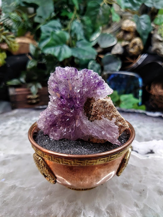 Amethyst Water Etched Cluster on Matrix from Karur, India for Meditation / 85.53g / Collection / Altar Decor