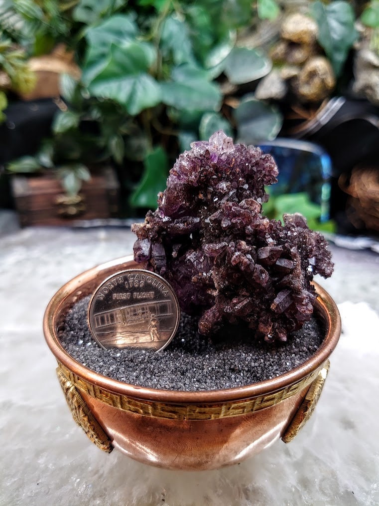 Dark Amethyst Water Etched Cluster from Karur, India for Meditation / 76.34g / Collection / Altar Decor