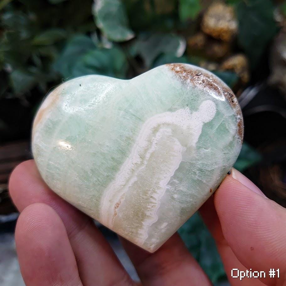 Caribbean Calcite Polished Hearts from Pakistan for Crystal Healing/ Choose Your Stone! / Meditation / Body Work / Reiki