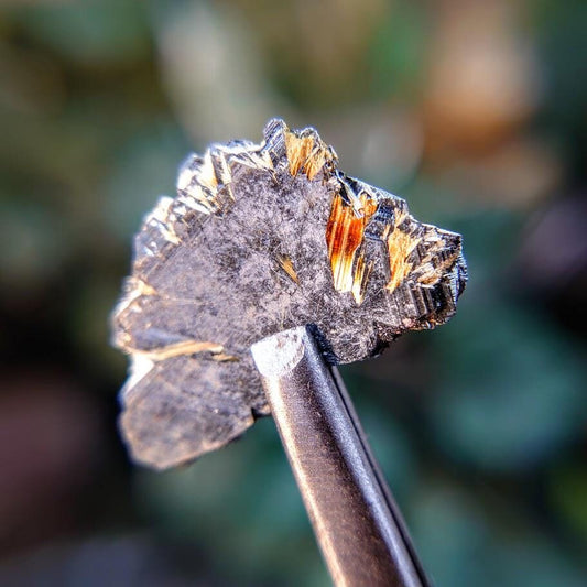 8.45ct Hematite Blade with Exposed Golden Rutile from Novo Horizonte, Bahia, Brazil / Thumbnail Size / Collection / Whaaaaaat?!