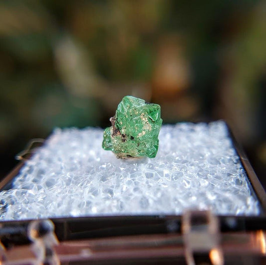 3.10ct Tsavorite Garnet Gemstone from Merelani Hills, Tanzania / Thumbnail Size / Plastic Perky Box / Collection / Emerald Green / Grossular