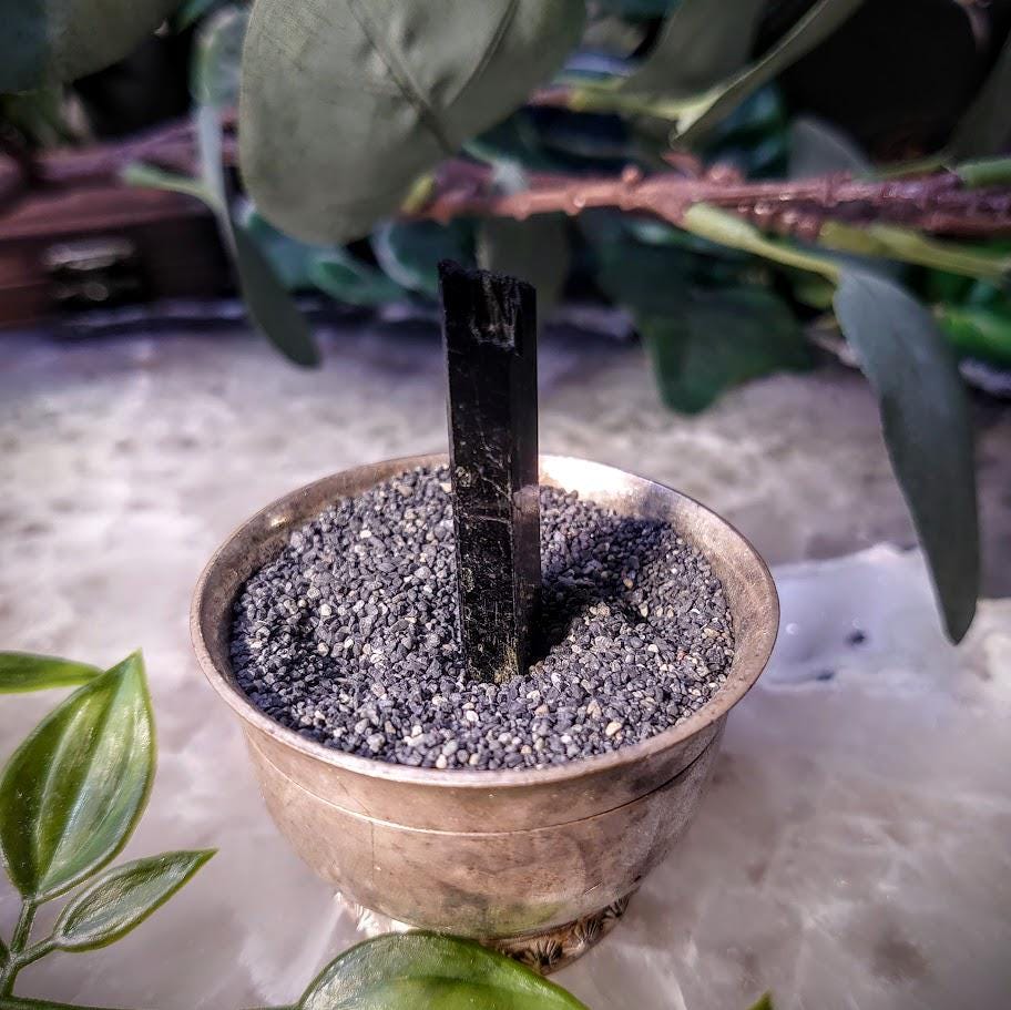 1.75" Glossy Black Aegirine Crystal Rod from Malawi, Africa for Crystal Healing / 4.14g / Home & Altar Decor