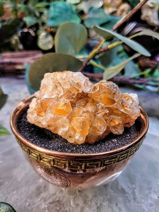 Natural Limonite Golden Healer Quartz/Citrine Cluster on Limestone from Zambia, Africa for Crystal Healing / 98.57g / Reiki / Home Decor