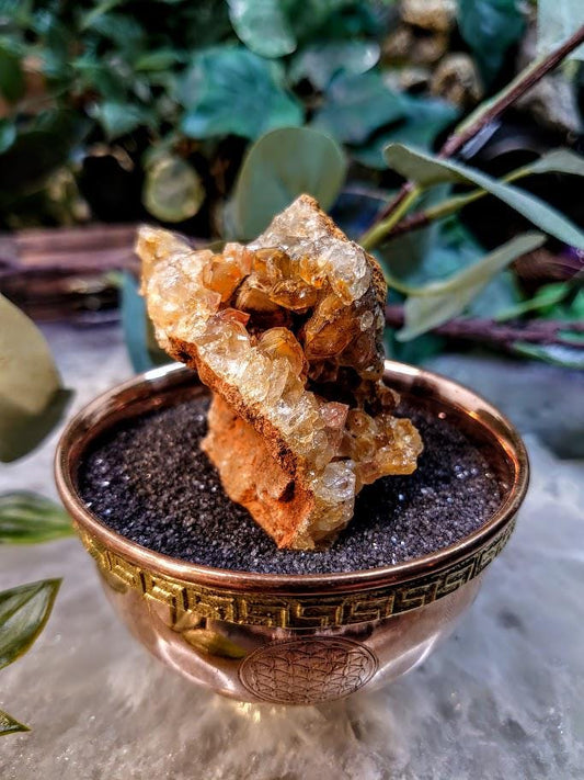 Natural Limonite Golden Healer Quartz/Citrine Cluster on Limestone from Zambia, Africa for Crystal Healing / 88.93g / Reiki / Home Decor